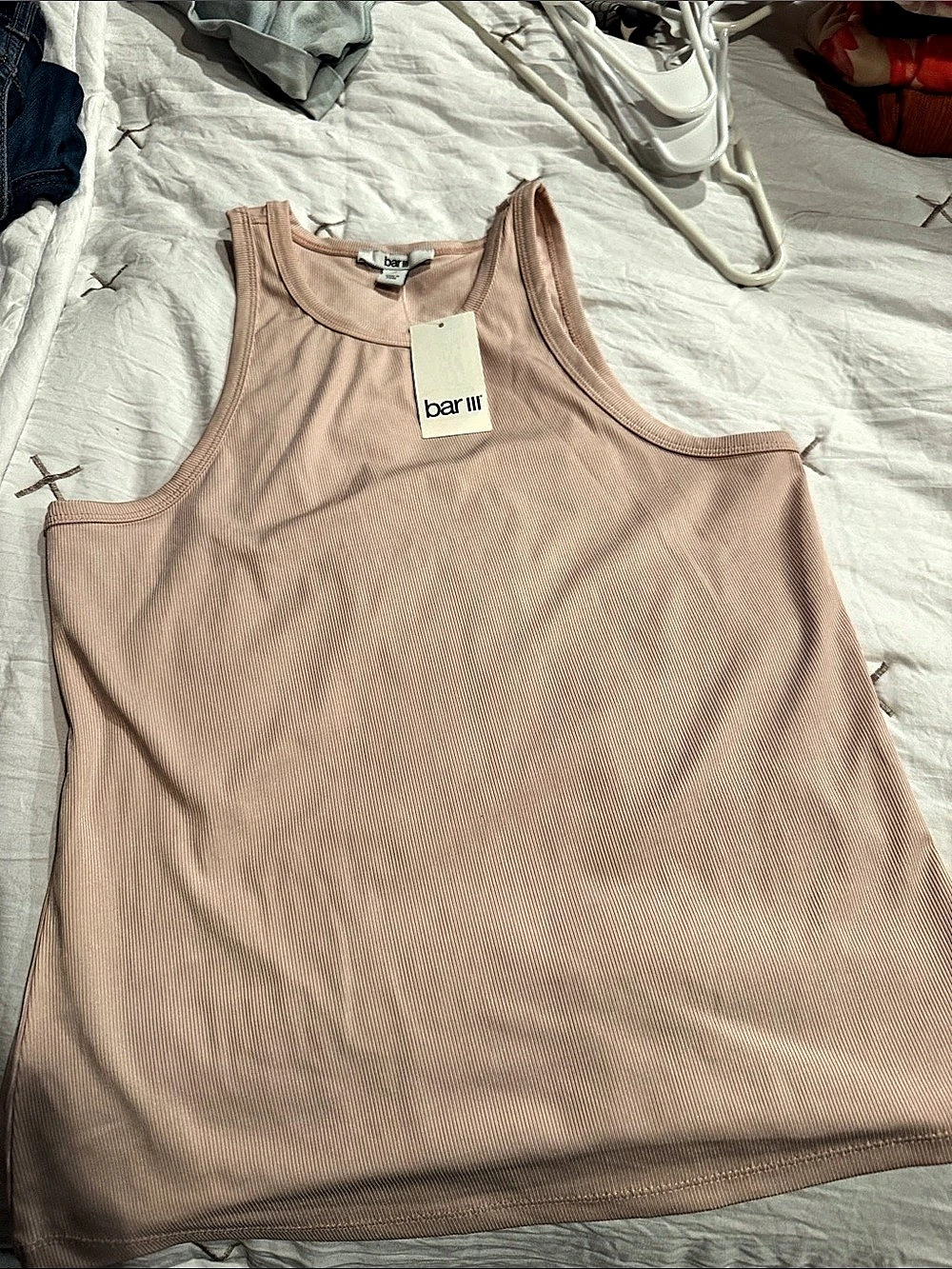 bar III Ribbed Tank Top in Pink Size Medium NWT